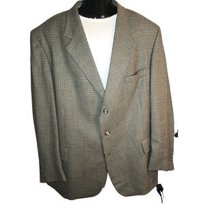 John Weitz Beige/Black Houndstooth Classic Three Button Blazer Size 48R M003